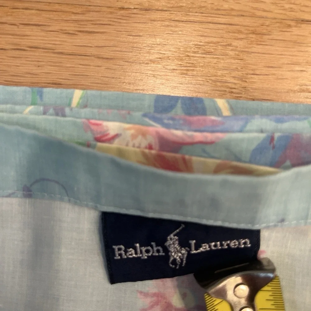 Vintage Ralph Lauren Pompano Floral Twin Flat Sheet Blue Label